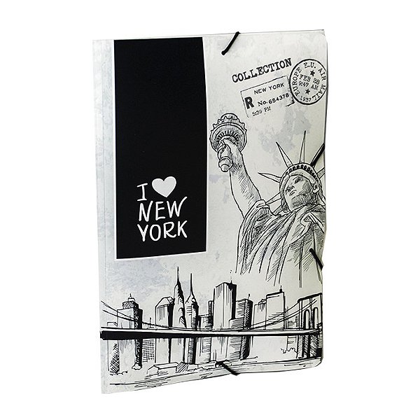 Pasta Aba Elástico Ofício Dello Mundi New York Preta C/25 PCS 0261-P