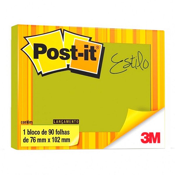 Bloco Adesivo Post-it 3M 657 76x102mm Neon Limão