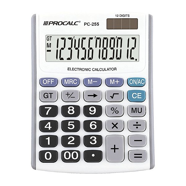 Calculadora De Mesa Com Visor Inclinado Procalc 12 Dígitos PC255