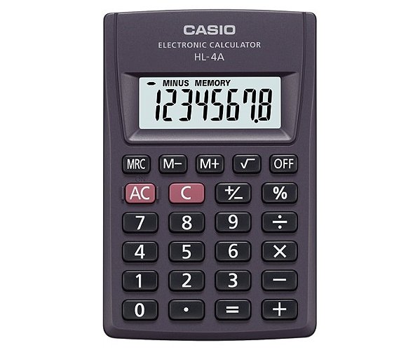 Calculadora de Bolso 8 Dígitos Big Display Preta CASIO HL-4A-S4-DP