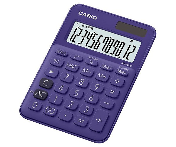 Calculadora de Mesa 12 Dígitos Big Display Roxa CASIO MS-20UC-PL-N-DC