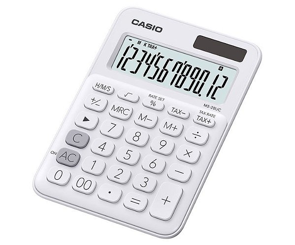 Calculadora de Mesa 12 Dígitos Big Display Branca CASIO MS-20UC-WE-N-DC