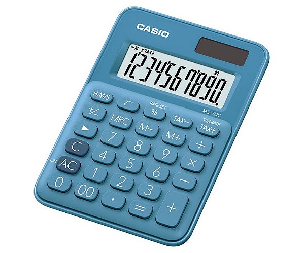 Calculadora de Mesa 8 Dígitos Big Display Azul CASIO MS-7UC-BU-N-DC