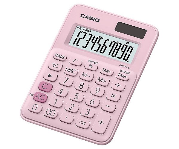 Calculadora de Mesa 8 Dígitos Big Display Rosa CASIO MS-7UC-PK-N-DC
