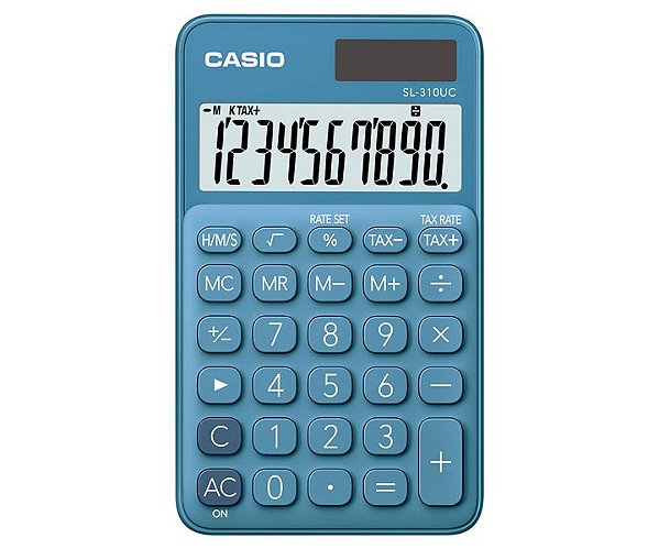 Calculadora de Bolso 10 Dígitos Cálculo de Hora Azul Claro CASIO SL-310UC-LB-N-DC