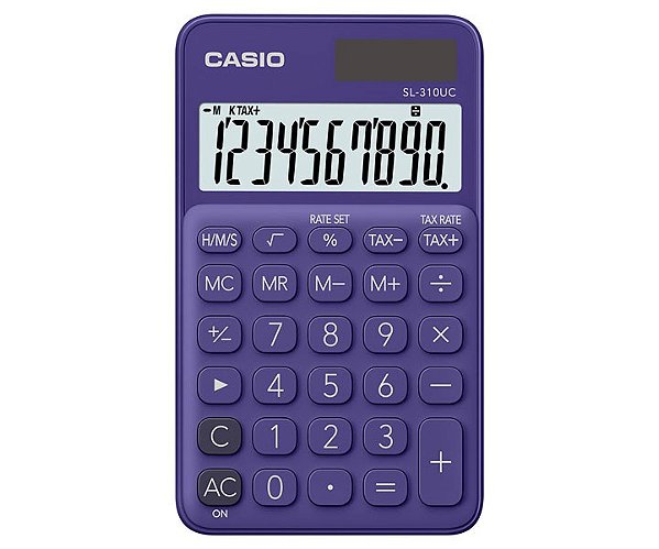 Calculadora de Bolso 10 Dígitos Cálculo de Hora Roxa CASIO SL-310UC-PL-N-DC