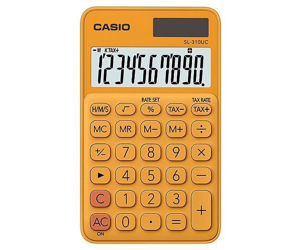 Calculadora de Bolso 10 Dígitos Cálculo de Hora Laranja CASIO SL-310UC-RG-N-DC
