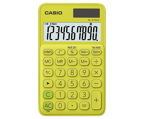 Calculadora de Bolso 10 Dígitos Cálculo de Hora Verde CASIO SL-310UC-YG-N-DC