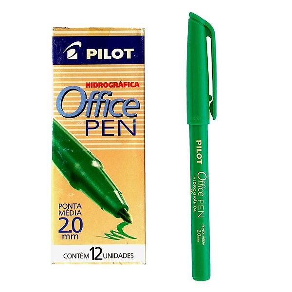 Caneta Hidrográfica Office Pen Pilot 2.0 Verde CX C/ 12 Un
