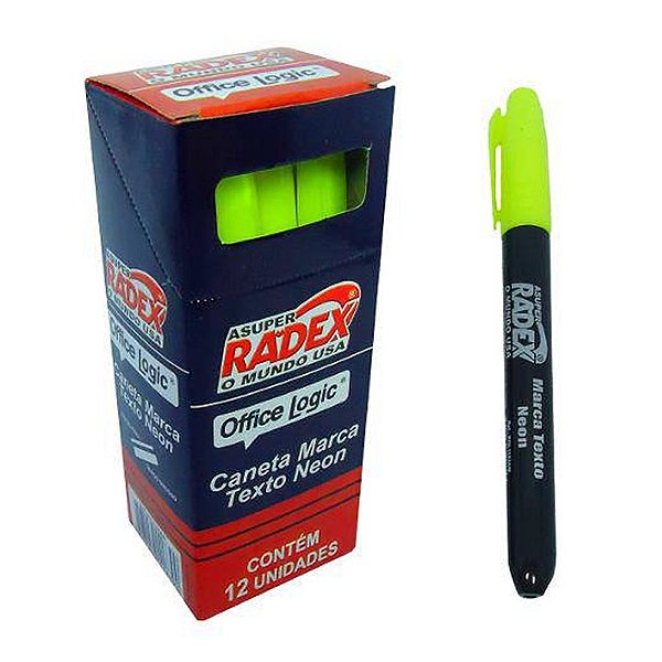 Pincel Marca Texto Radex Amarelo CX C/ 12 Un