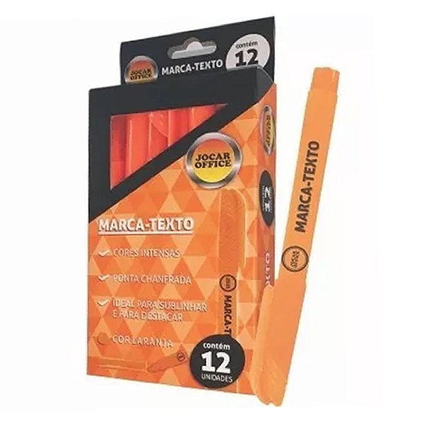 Pincel Marca Texto Jocar Office Laranja Cx C/ 12 Un