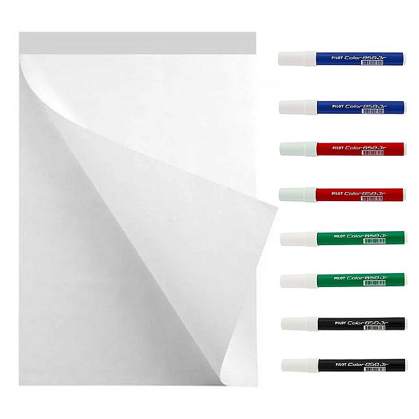 Kit 1 Bloco Flip Chart C/Picote 64x84cm 50 Fls + 8 Marcadores