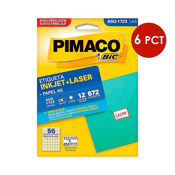 Etiqueta Pimaco InkJet+Laser Branca A5 Q1723 C/6 PCT