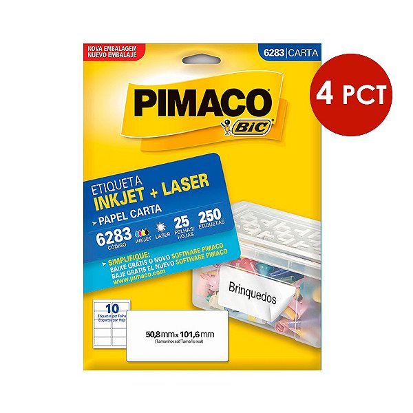 Etiqueta Pimaco InkJet+Laser Branca Carta 6283 C/4 PCT