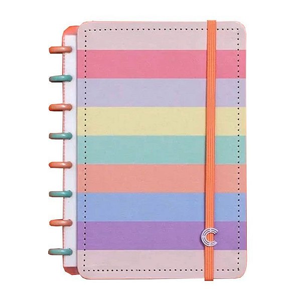 Caderno Inteligente Arco-Iris Pastel Medio - Cimd3057 + Bloco Refil 50 Folhas