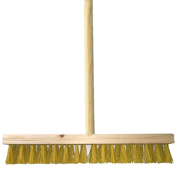 Kit Vassoura Prefeitura Nylon 60cm com Cabo de Madeira 3 UN