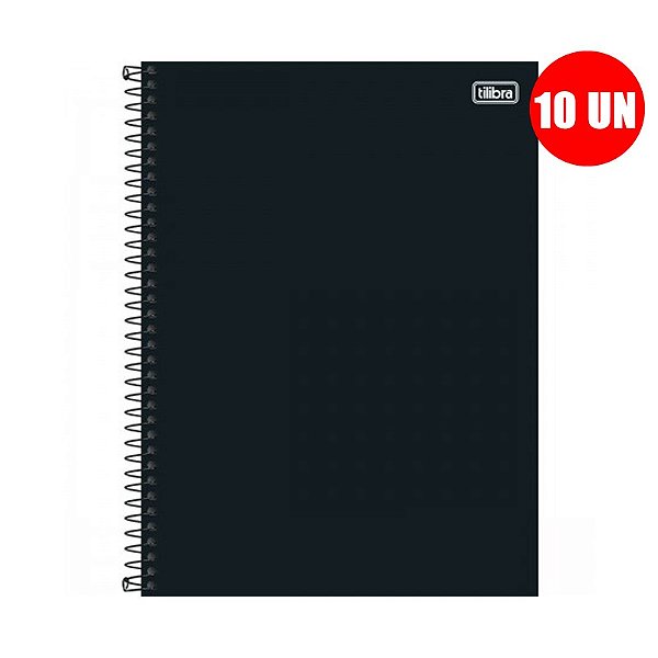 Kit Caderno Universitário 1x1 Capa Dura 80 Fls Preto Tilibra C/10 Unidades
