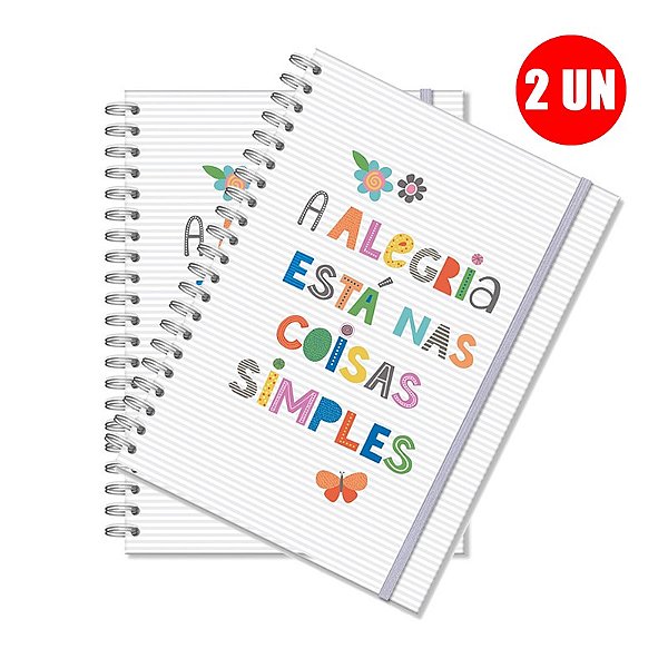 Kit Caderno Universitario 96fls Frases Coloridas 2345 C/2 Unidades