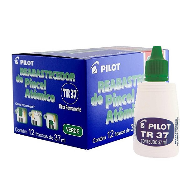 Tinta Para Pincel Atômico Tr37 Verde Pilot 12 Unidades