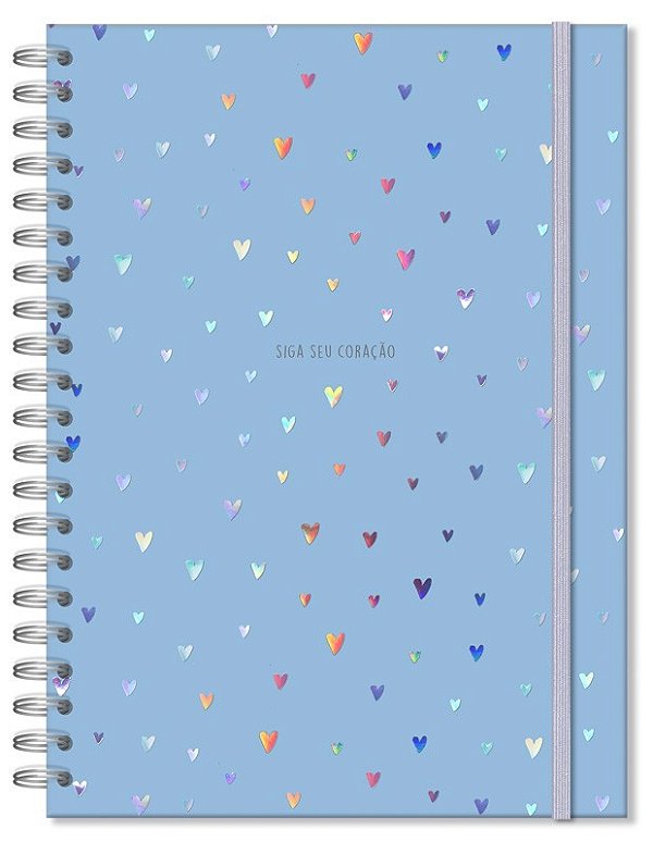 Caderno Universitário 96fls Corações Holográficos Fina Ideia 2344