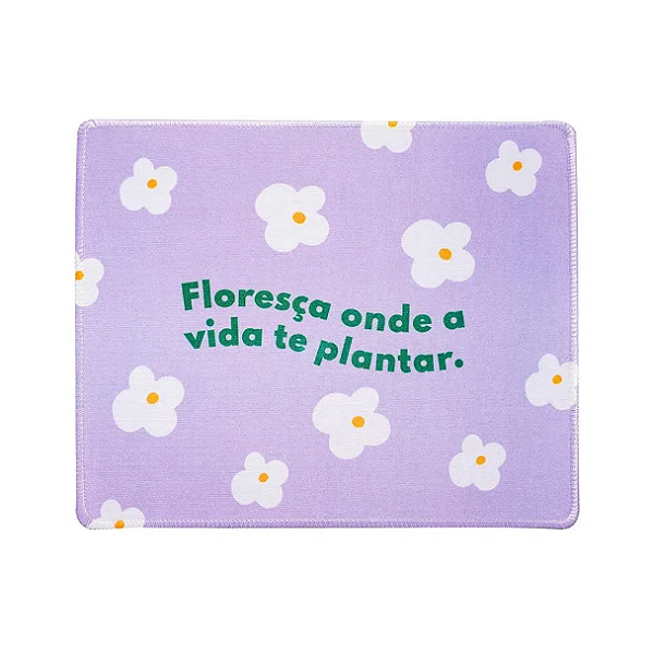 Mouse Pad Tecido Positive Vibes Flores Leoarte 74350