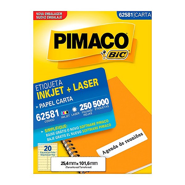 Etiqueta Pimaco InkJet+Laser Branca Carta 62581