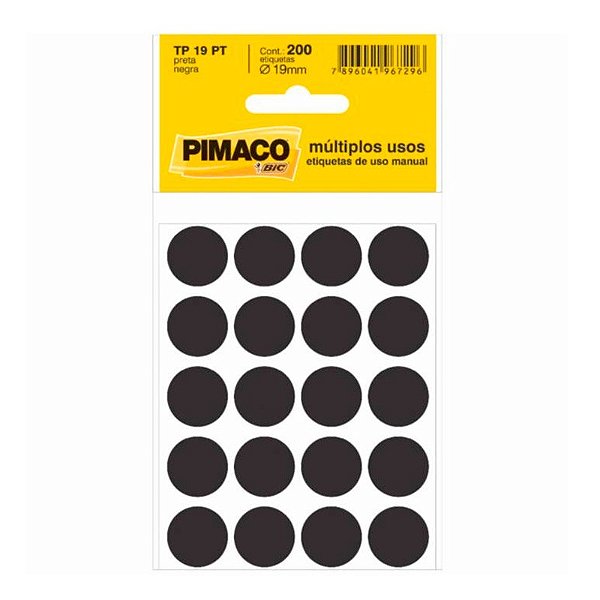 Etiqueta Pimaco TP 19 Preta PCT C/200 UN