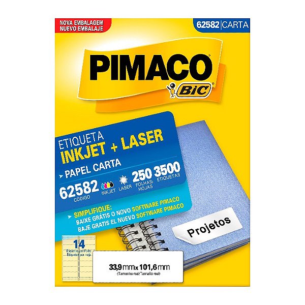 Etiqueta Pimaco InkJet+Laser Branca Carta 62582
