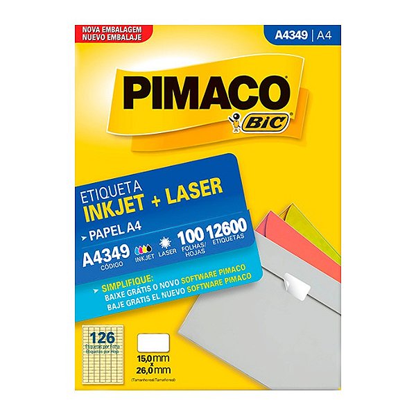 Etiqueta Pimaco InkJet+Laser Branca A4 349