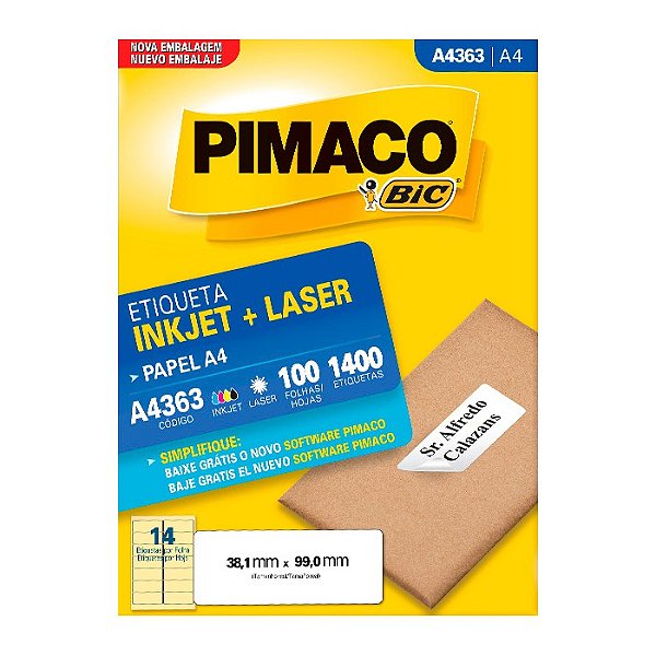 Etiqueta Pimaco InkJet+Laser Branca A4 363