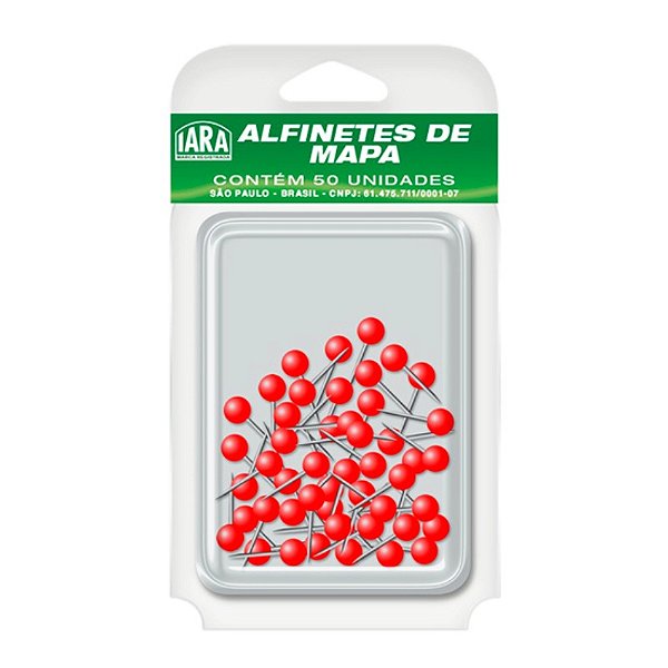 Alfinete para Mapa Vermelho Iara CX C/50 UN