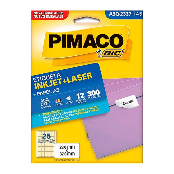 Etiqueta Pimaco InkJet+Laser Branca A5 Q2337