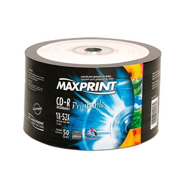 CD-R Gravável Printable Maxprint Bulk C/50 UN