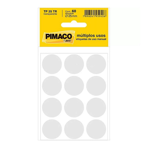 Etiqueta Pimaco TP 25 Transparente PCT C/60 UN