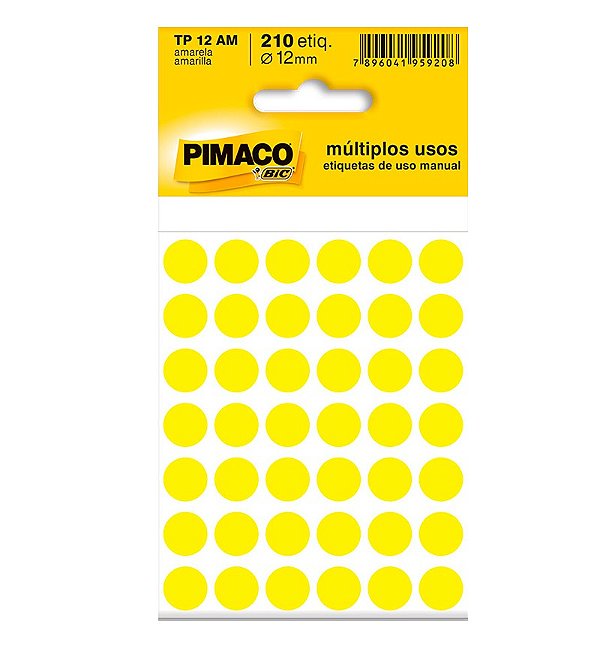 Etiqueta Pimaco TP 12 Amarela PCT C/210 UN