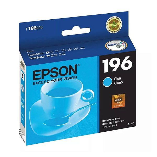 Cartucho Epson T196220 196 Ciano 4ml P/ Stylus