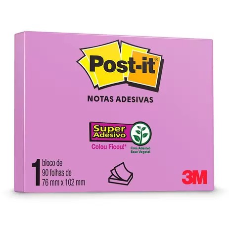 Bloco Adesivo Post-it 3M 657 76x102mm Reciclado Roxo