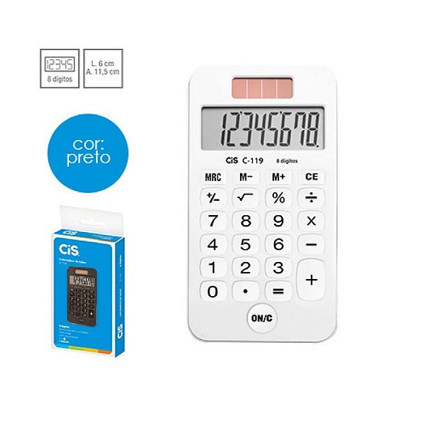 Calculadora de Bolso 8 Dígitos Preto CIS C-119