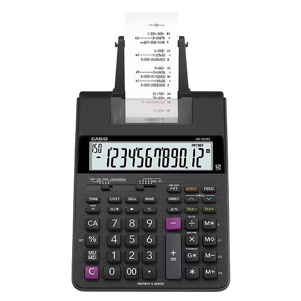 Calculadora Mesa 12 Dígitos com Bobina Casio HR100RC-BK