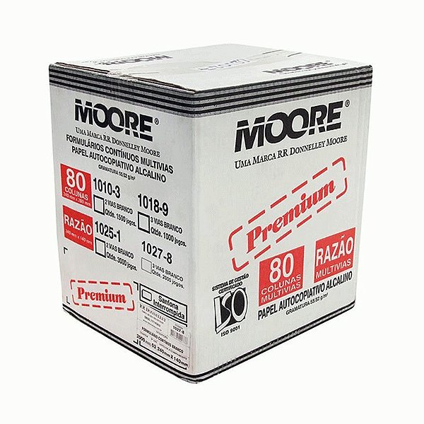 Formulário Moore Razão 80 Colunas 3 Vias Branco Autocopy 1018-9 CX C/1000 JGS