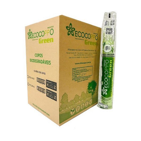 Copo Água 200 ml Biodegradável Ecocoppo Green 2500 UN