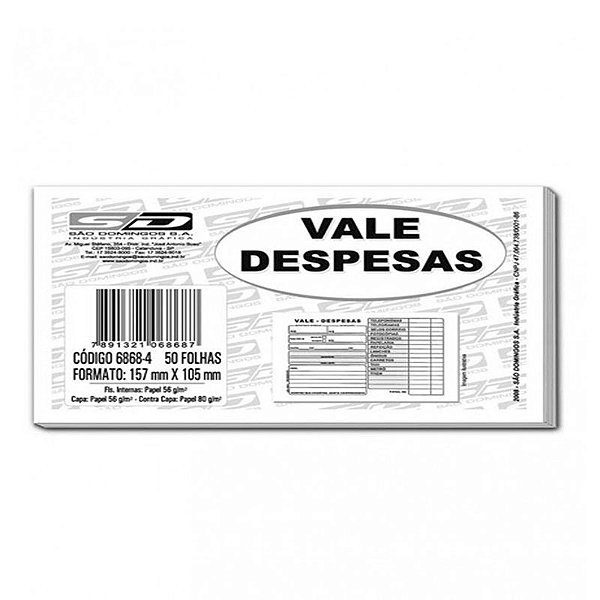 Impresso Vale Despesa 6868-4 São Domingos BL C/50 FL