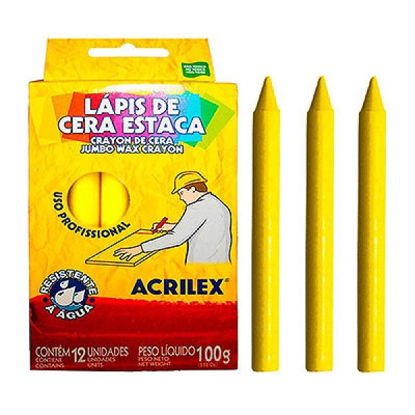 Giz Estaca Acrilex Amarelo CX C/12 UN
