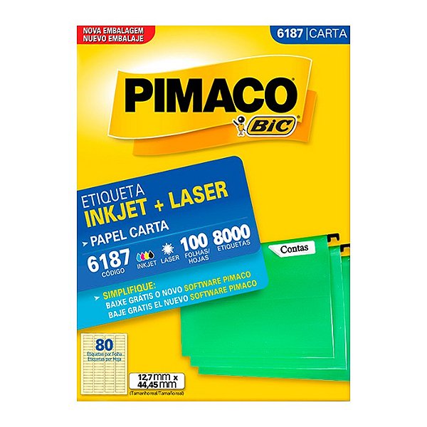 Etiqueta Pimaco InkJet+Laser Branca Carta 6187