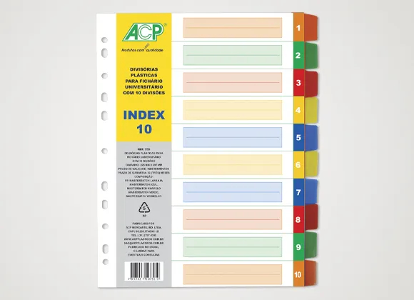 Divisória Oficio Plástica Colorida 10 Projeções ACP 755
