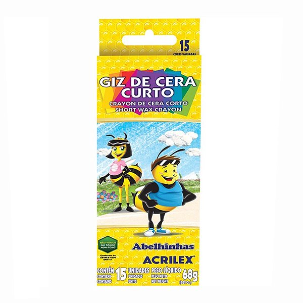 Giz de Cera 15 Cores Curto Acrilex