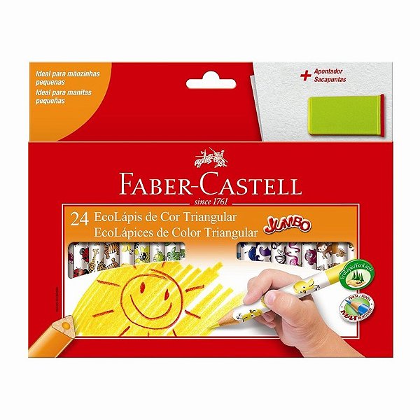 Lápis De Cor 12 Cores Jumbo Triangular Faber Castell