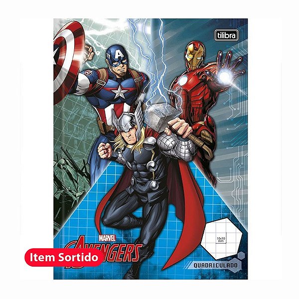 Caderno Quadriculado Brochura 1x1cm 40Fls Avengers Tilibra