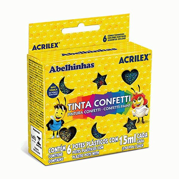 Tinta Confetti 6 Cores Acrilex