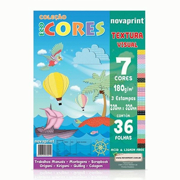 Papel Ecocores Textura Visual  36Fls Novaprint